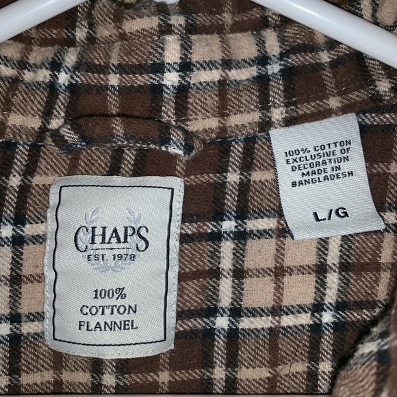 Chaps Men's Plaid Button Front Flannel Size L - Picture 2 of 2